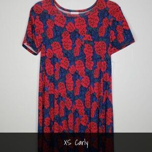 LuLaRoe Carly Dress XS Floral Red Blue NWT